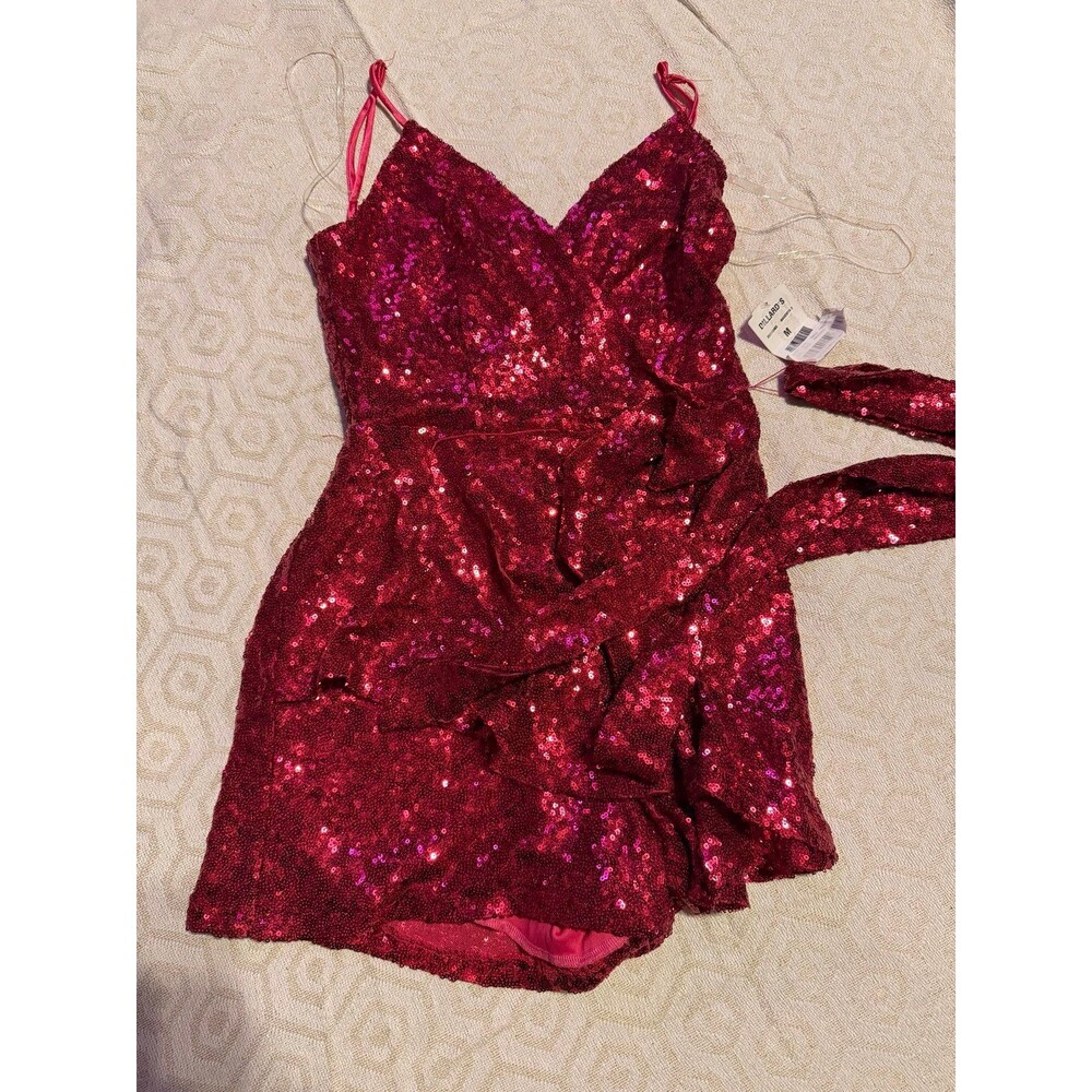 Pink party dress formal dress w shorts size medium